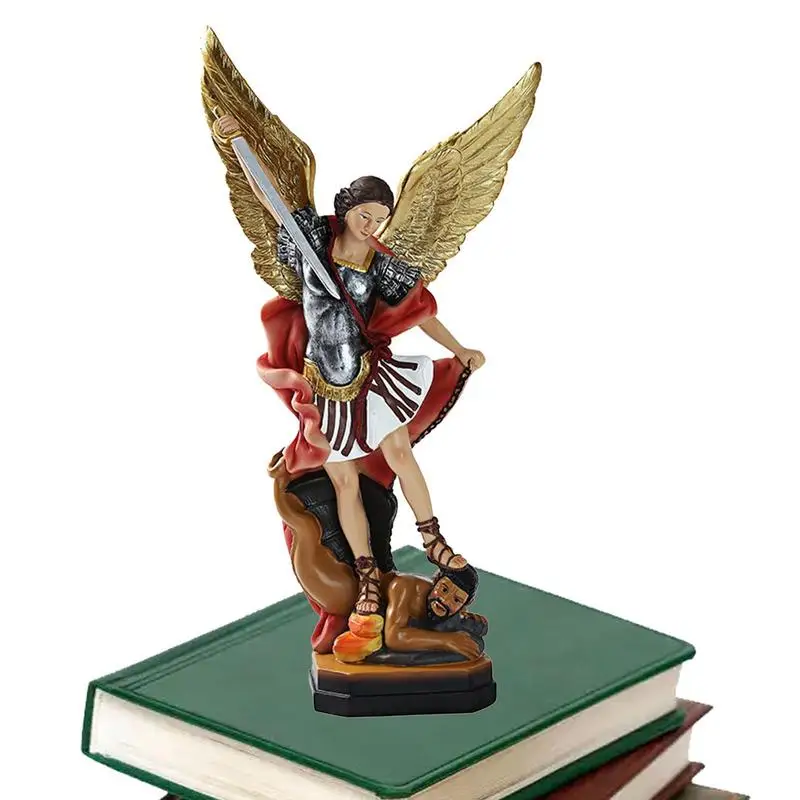 Michael Reading Satan Statue St. Michael San Miguel Arcangel Statua Colorata San Miguel Arcangel Statua Michael Archangel