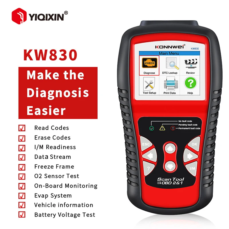 Konnwei Kw850 Obd 2 Can Scanner Tool Full Obdii Automotive Professional Code Reader Controllo Motore/Sensore O2/Tester Batteria