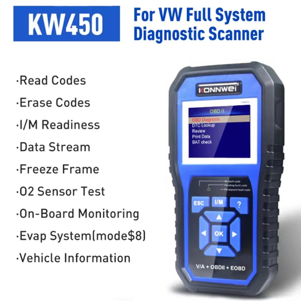 Konnwei Kw450 Strumento Diagnostico Obd2 Obd2 Funzione Scanner Professionale Controllo Motore Rilevatore Di Guasti Per Auto/Kw208/Kw510/Kw650/Kw850