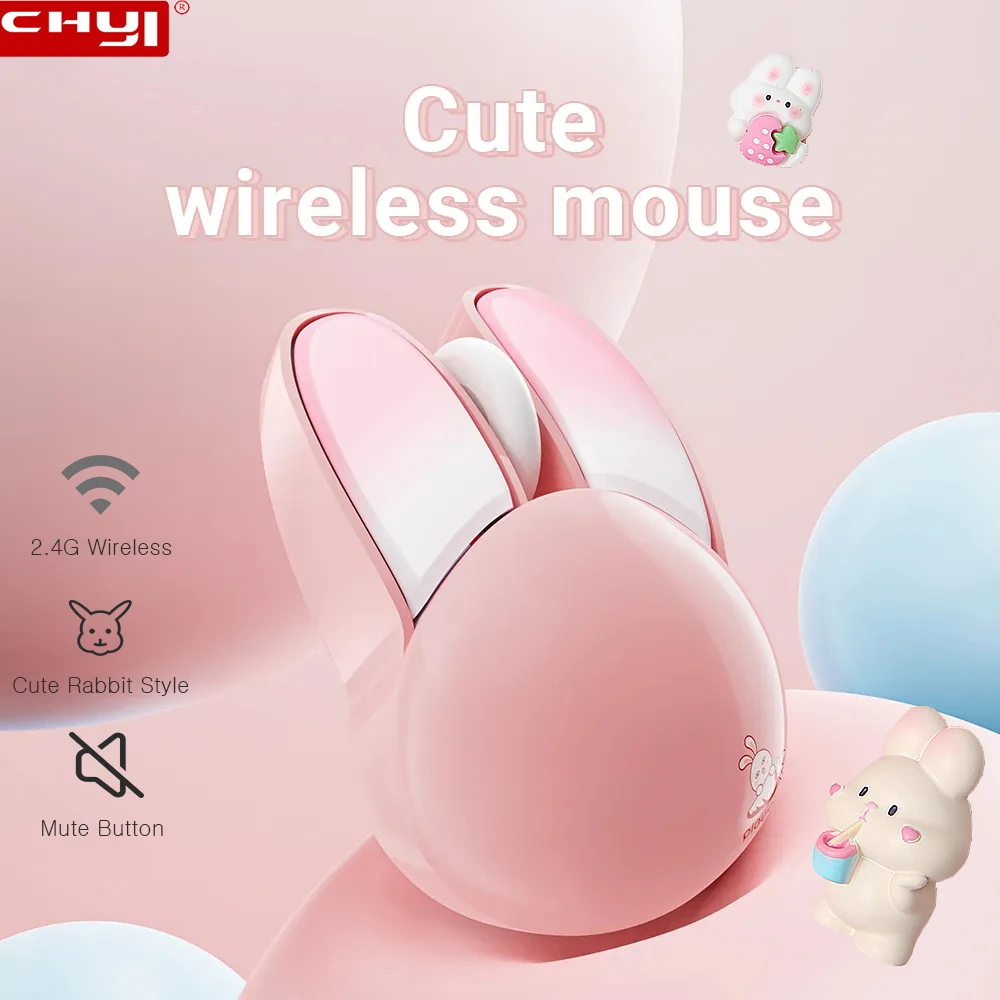 2.4G Wireless Mouse 1200 Dpi Cozy Grip Optical Cartoon Rabbit Design Pulsante Muto Mouse Da Gioco Per Ufficio Per Laptop Tablet Windows Pc