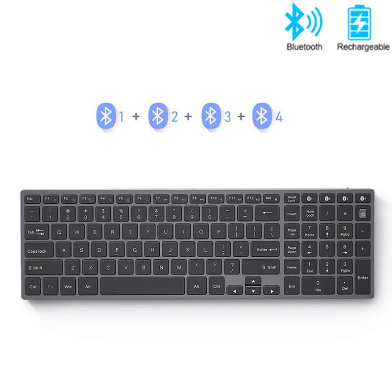 Tastiera Wireless Tedesca Spagnola/Azert Tastiera Ricaricabile Bluetooth Tastiera Wireless Multi-Dispositivo Per Mac Ios Windows