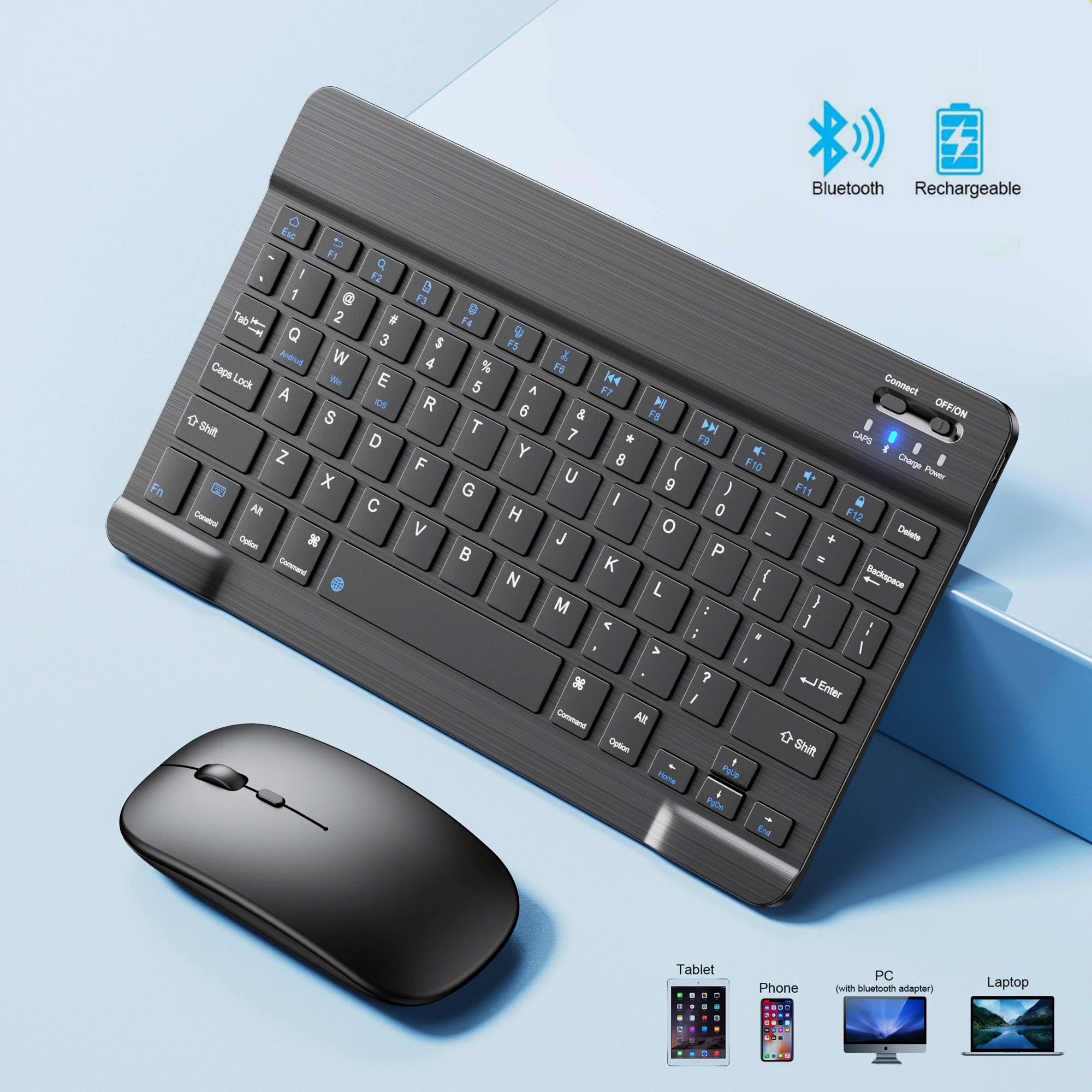 Mini Tastiera Bluetooth Tastiera Wireless Ricaricabile Per Tablet Telefonico Tastiera Spagnola Russa Per Android Ios Windows