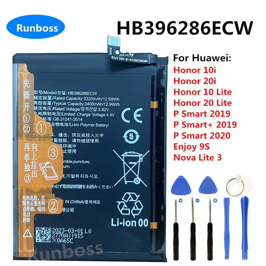 Batteria Muslimex Originale Per Huawei Honor 10I 20I,10 20 Lite, P Smart + 2019 Pot-Lx1T Pot-Lx3 Pot-L23 Pot-Lx1 Pot-L21 Pot-Lx2