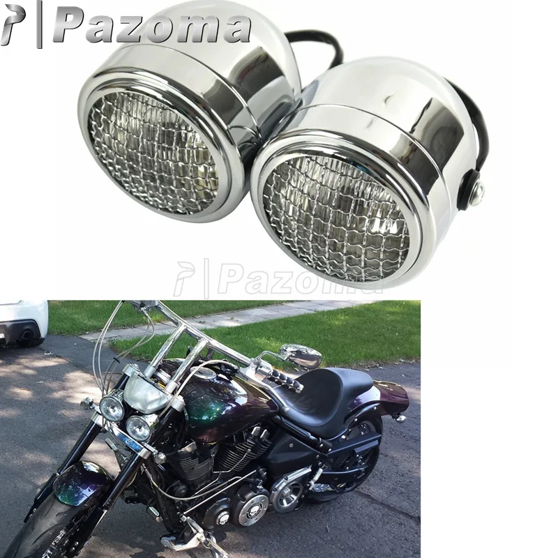Chrome Universal Street Bikes Moto Dominator Grill Twins Faro Doppio Faro Per Harley Cafe Racer Bobber Kawasaki
