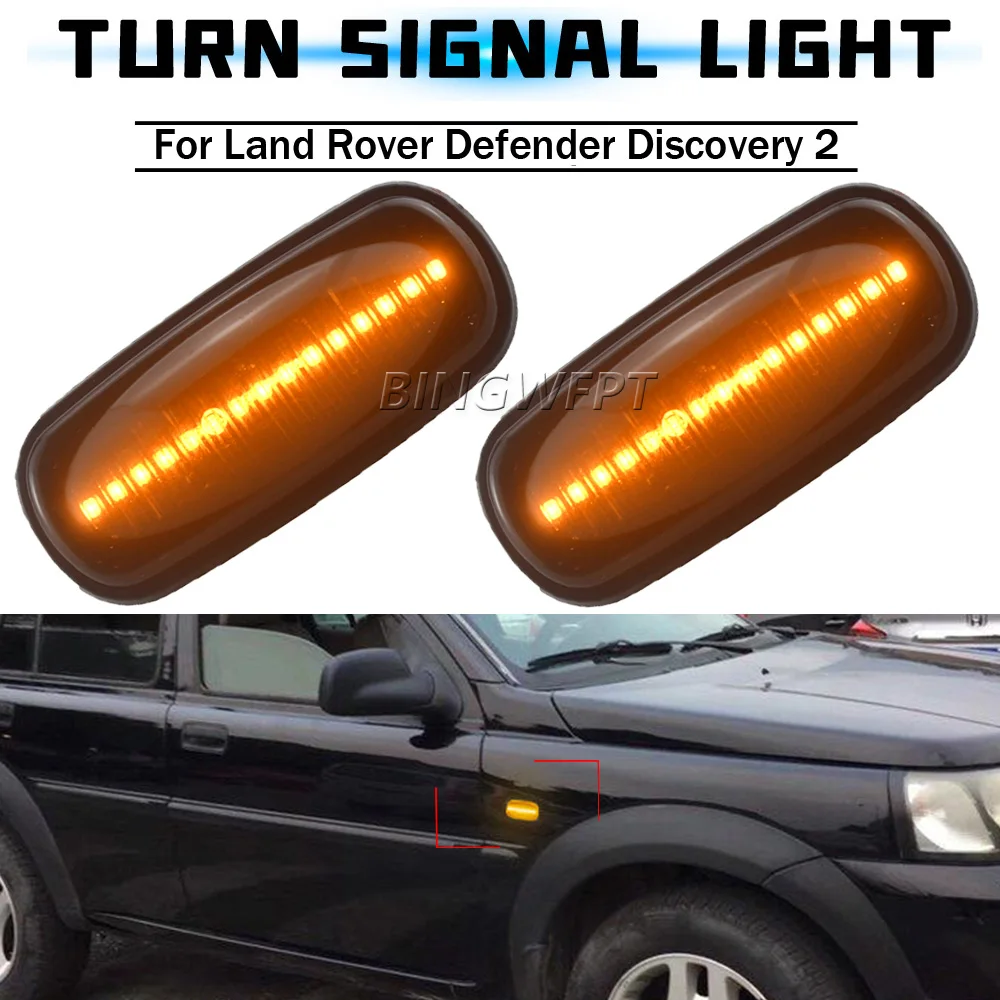 2Pcs Led Side Marker Light Repeater Indicatore Luminoso Per Land Rover Land Rover Discovery 2 99-04 Defender Freelander 1 02-