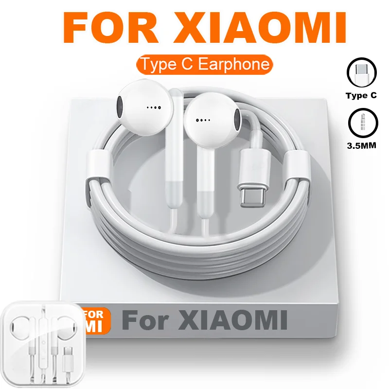 Per Iphone 15 Cuffie Di Tipo C Originali Cablate Semi-Hung 3.5Mm Jack Auricolare Per Samsung Oneplus Redmi Xiaomi Hifi Music Headset