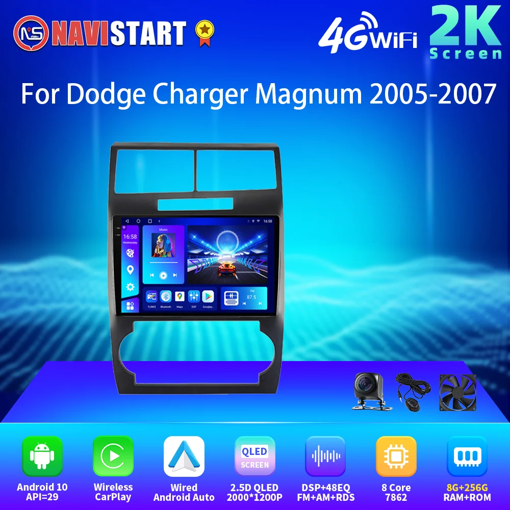 Navistart 2K 2000*1200 2 Din Autoradio Per Dodge Charger Magnum 2005-2007 Carplay Android Auto Video Player Navigazione Gps
