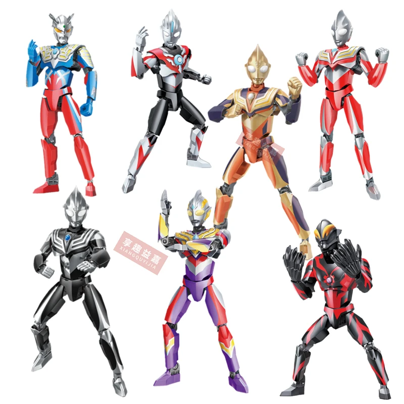 Film Ulraman Tiga Building Blocks Golden Ultraman Zero Splicing Robot Mecha Model Decorations Giocattoli Per Bambini Regali Di Compleanno