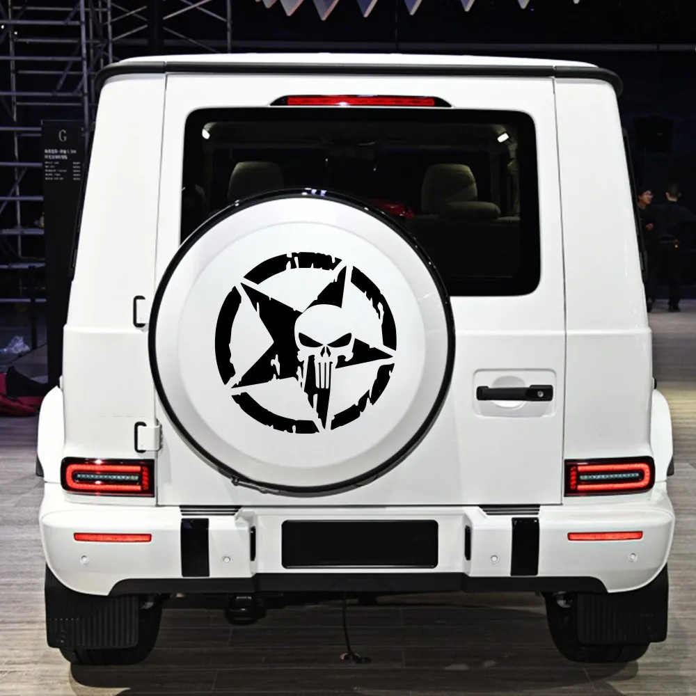 Pentagramma Skull Graphic Car Sticker Per Jeep Rubicon Renegade Wrangler Jimny Decorativo Car Door Hood Accessori Per Decalcomanie In Vinile