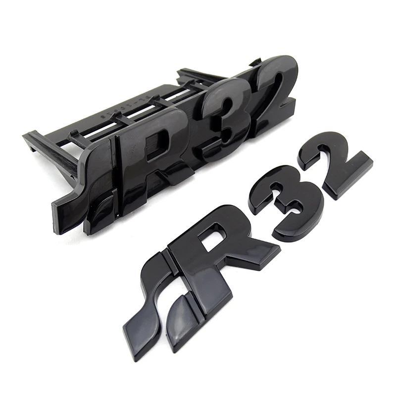 R32 Front Grill Badge Emblem R32 Boot Logo Sticker Per 1999-2008 Golf 4 Golf 5 Gloss Black Vw Golf
