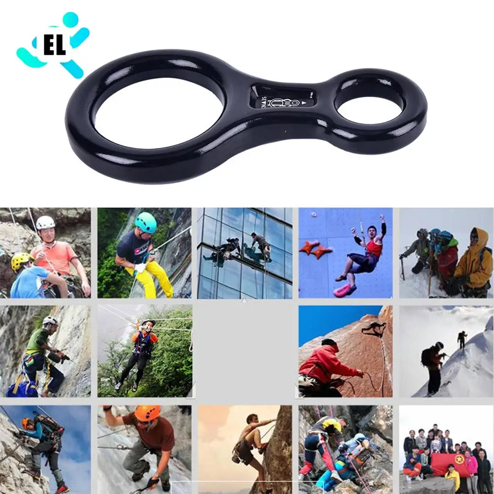 Black 35Kn 8 Rappel Rock Climbing Lega Gear Rescue Belay Discensore Per Campeggio Escursionismo Viaggi