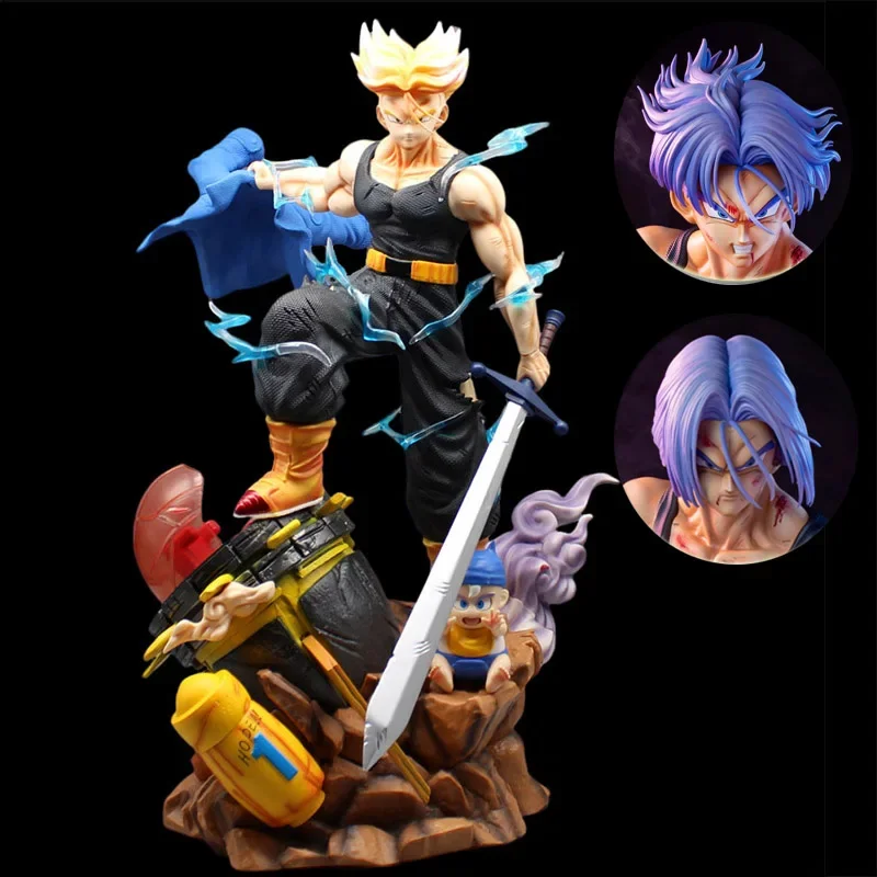 48Cm Super Saiyan Trunks Action Figures Dragon Ball Trunks Figure Time Machine Dart Pvc Collection Model Toys For Children Gift