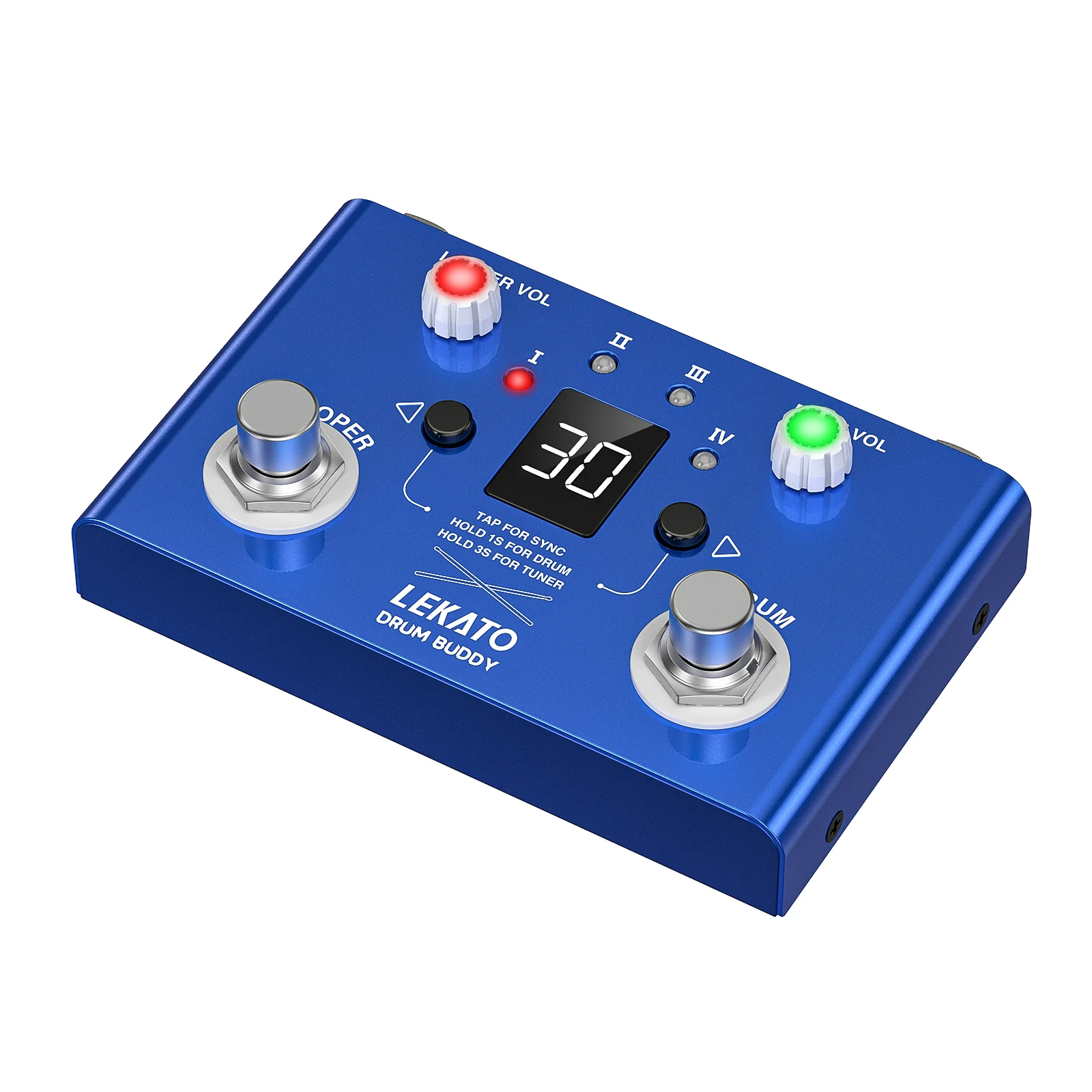 Lekato Drum Machines Looper Pedal Built-In 30 Tamburi 11 Minuti Tempo Di Recupero Sintonizzatore Ad Alta Precisione 4 Loop