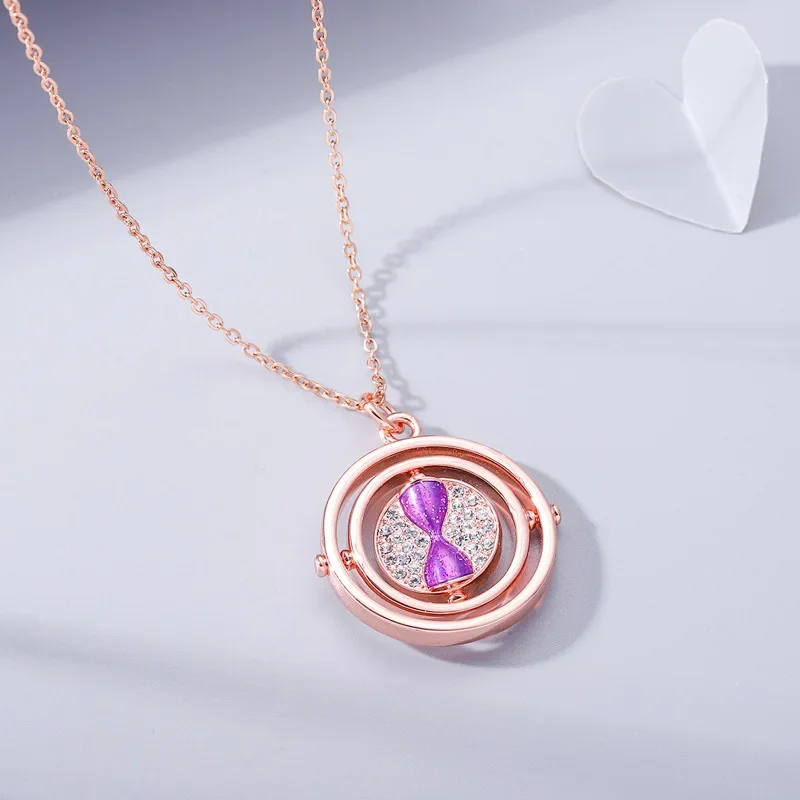 Collana A Clessidra Con Strass Time Machine Converter Rotary Lovers Chain Anniversary Jewelry Gift