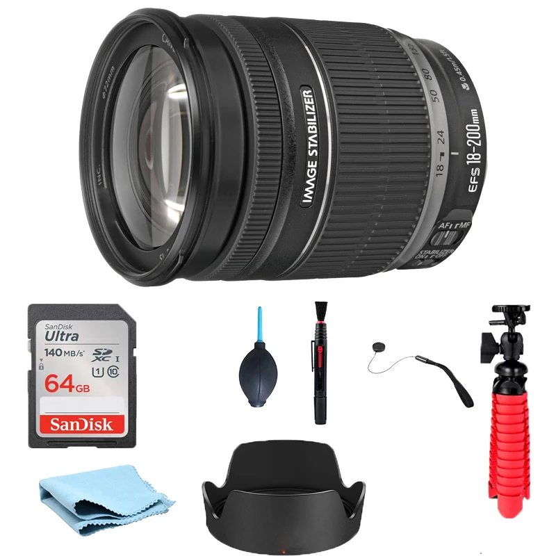 Canon Ef-S 18-200Mm F / 3.5-5.6 Is Lens + 2 Sd + Uv + Clean Kit