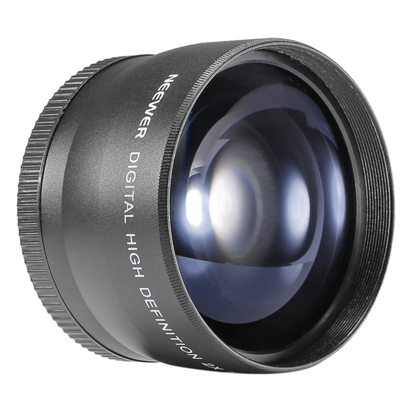 1 Pz 2X Fotocamera Teleobiettivo Convertitore Tele Plastica Nera Per Canon/Nikon/Sony/Pentax 18-55Mm