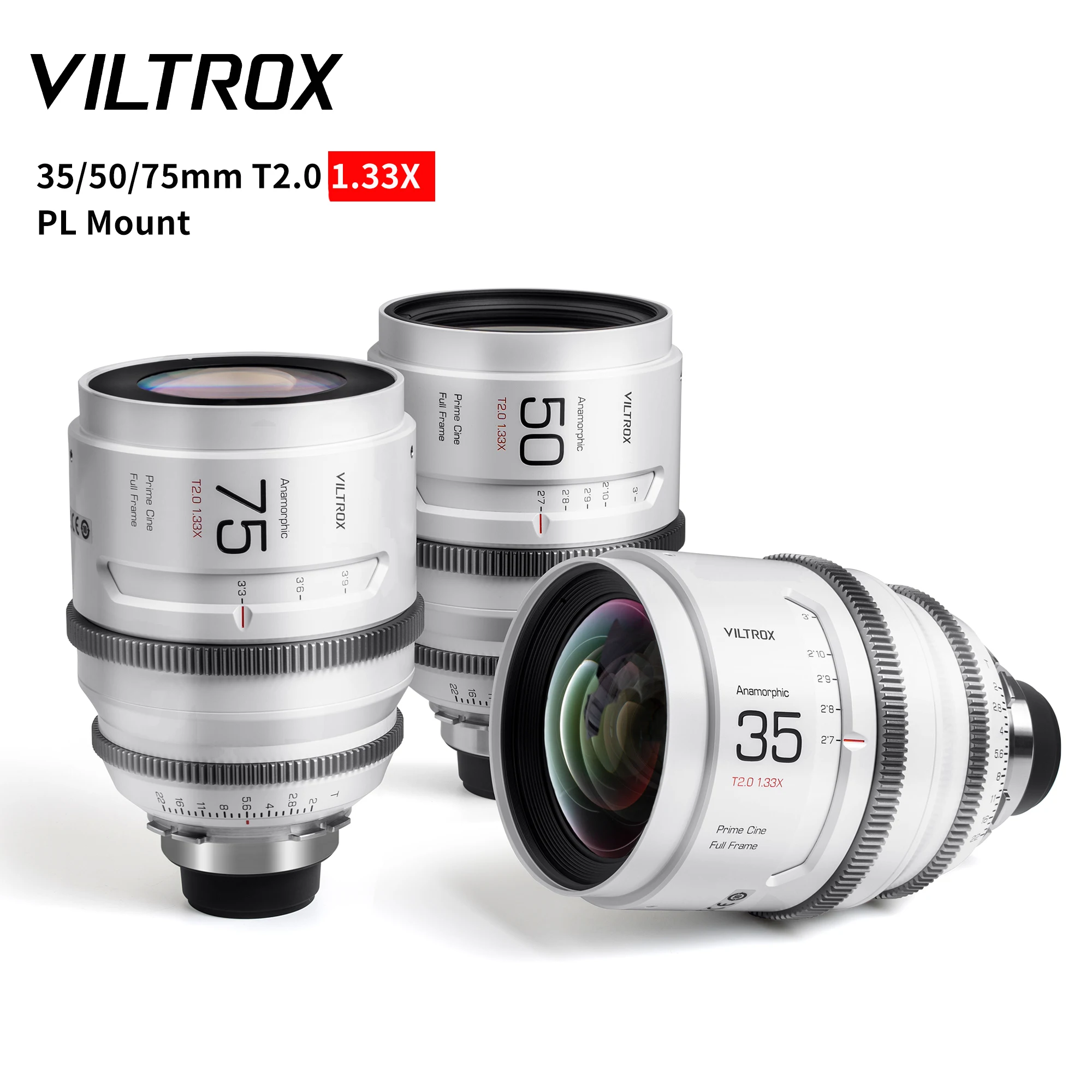 Viltrox 35Mm 50Mm 75Mm T2.0 1.33X Pl Mount Anamorfico Prime Cine Lens