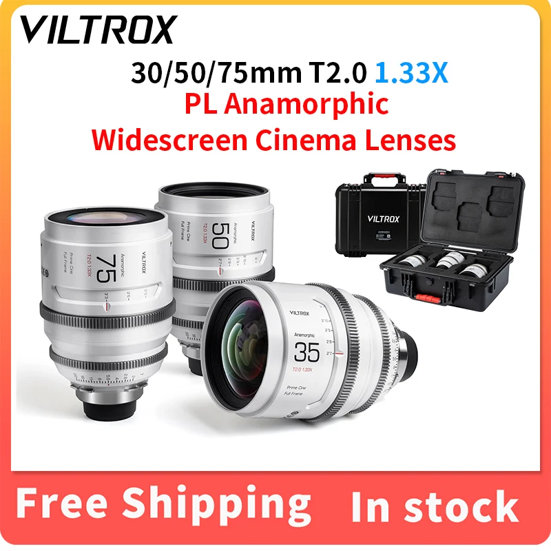 Viltrox 35Mm 50Mm 75Mm T2.0 1.33X Full Frame Pl Mount Anamorphic Prime Cine Lens