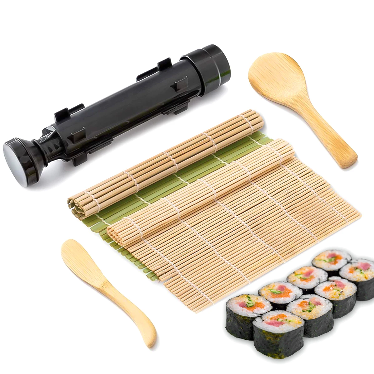 Set Di Sushi Maker, Sushi Bazooka Kit Macchina Stampo Per Riso Con Tappetino Per Sushi In Bambù, Pagaia Per Riso, Accessori Per Utensili Da Cucina Fai