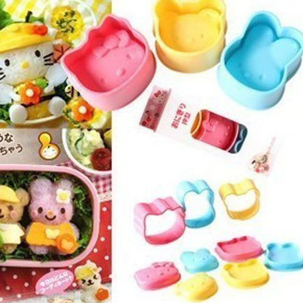 Sushi Mold Maker Sushi Making Kit Cartoon Bear Rabbit Onigiri Stampo Per Palline Di Riso Pranzo Per Bambini Accessori Per Utensili Da Cucina