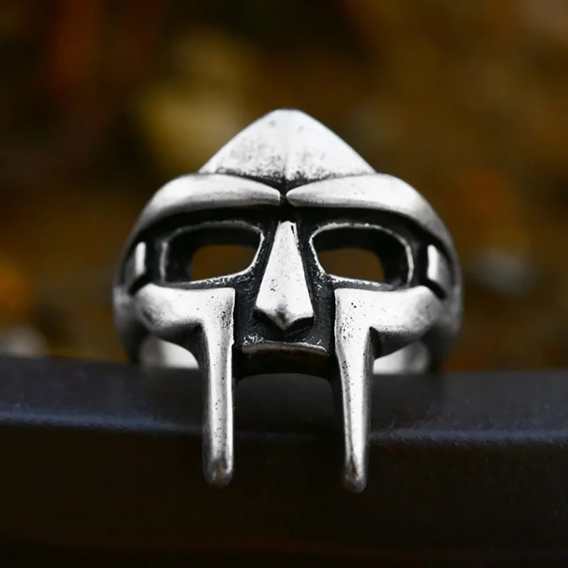 Punk Vintage Mf Doom Mask Rings Anello In Acciaio Inossidabile 316L Viking Roman Warrior Per Uomo Donna Amuleto Gioielli Regali All'Ingrosso