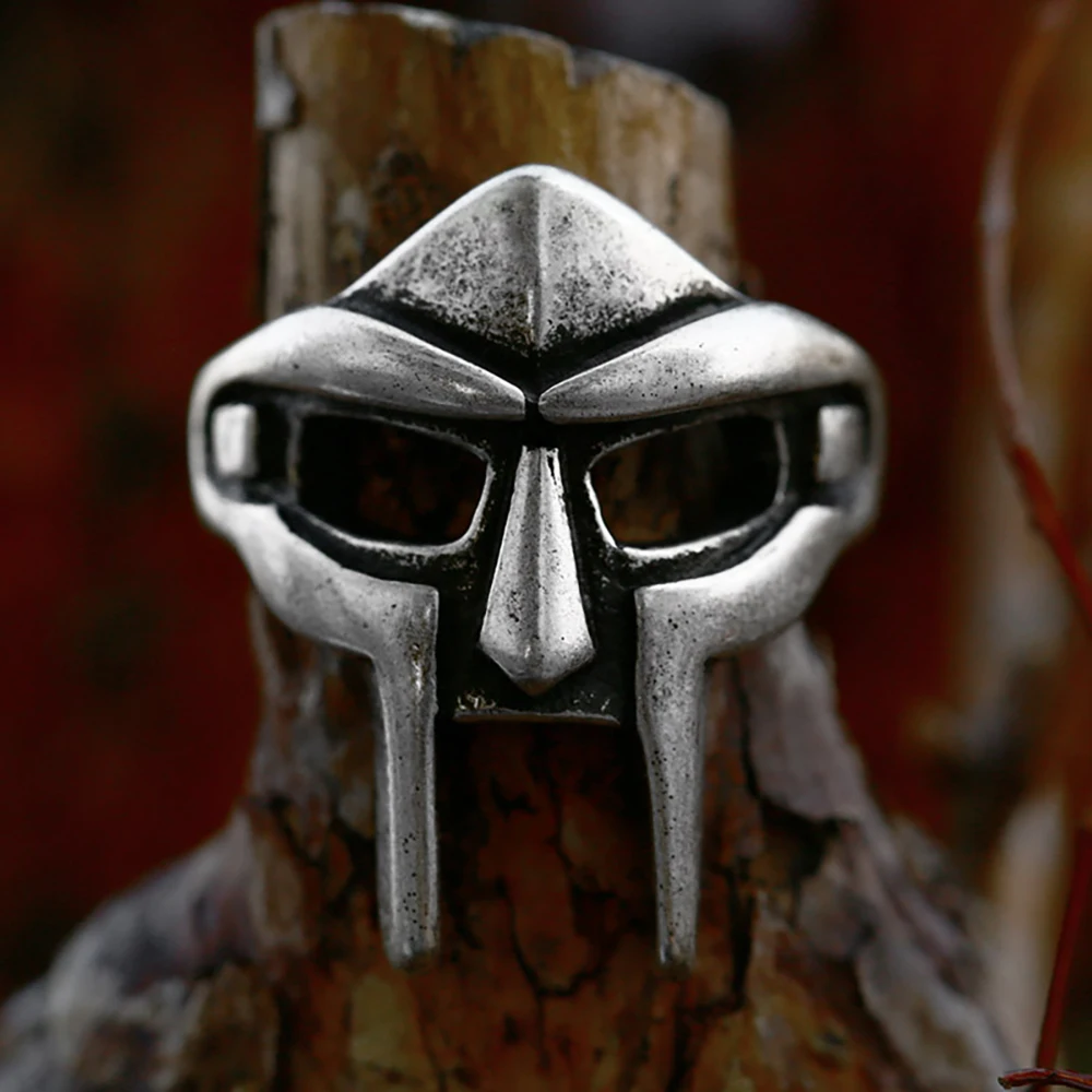 Nuovo Stile Vintage Mf Doom Mask Ring Per Uomo Donna Acciaio Inossidabile 316L Viking Roman Warrior Rings Gioielli Di Moda All'Ingrosso
