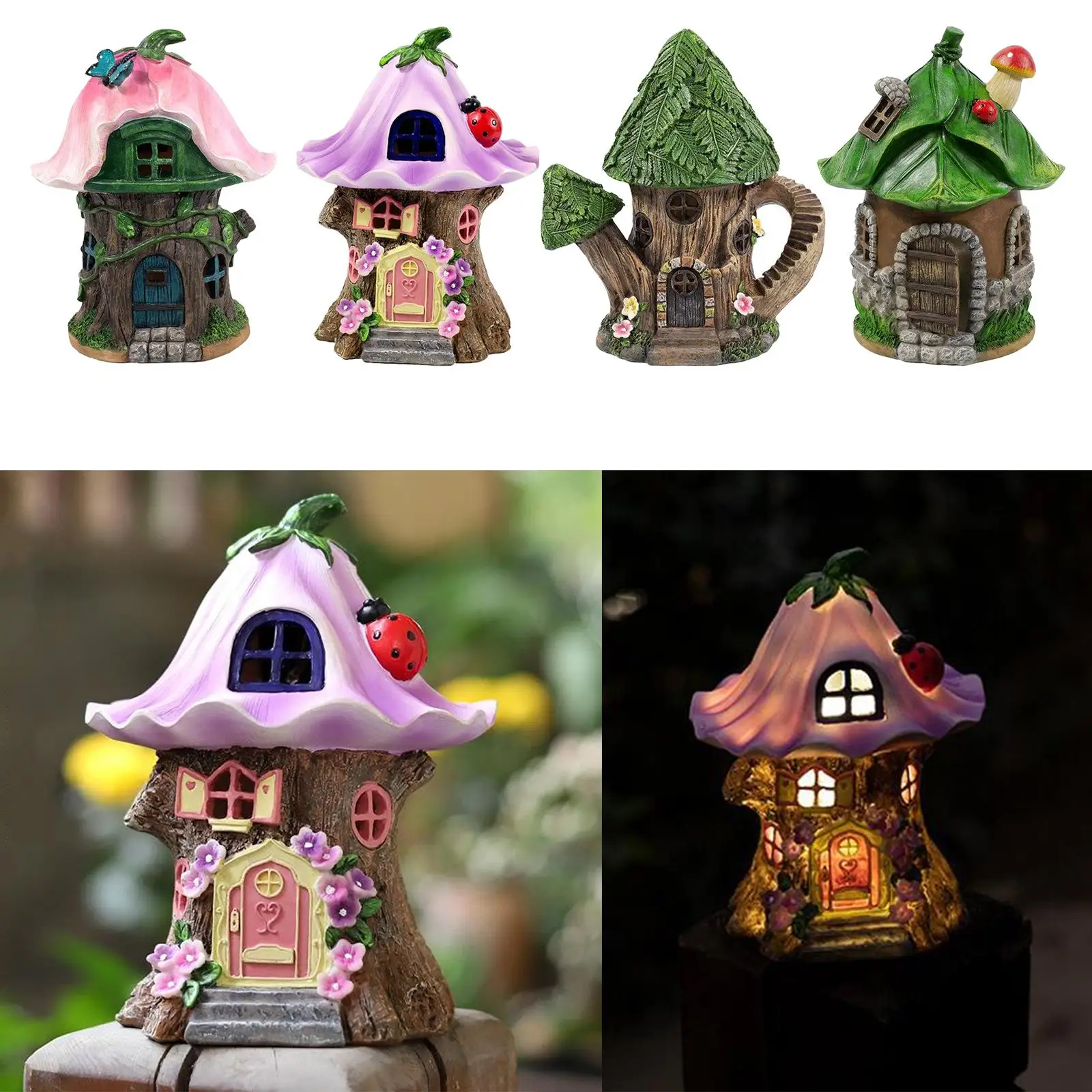 Miniature Fairy Cottage Solar Outdoor Led Garden Light Yard Decoration