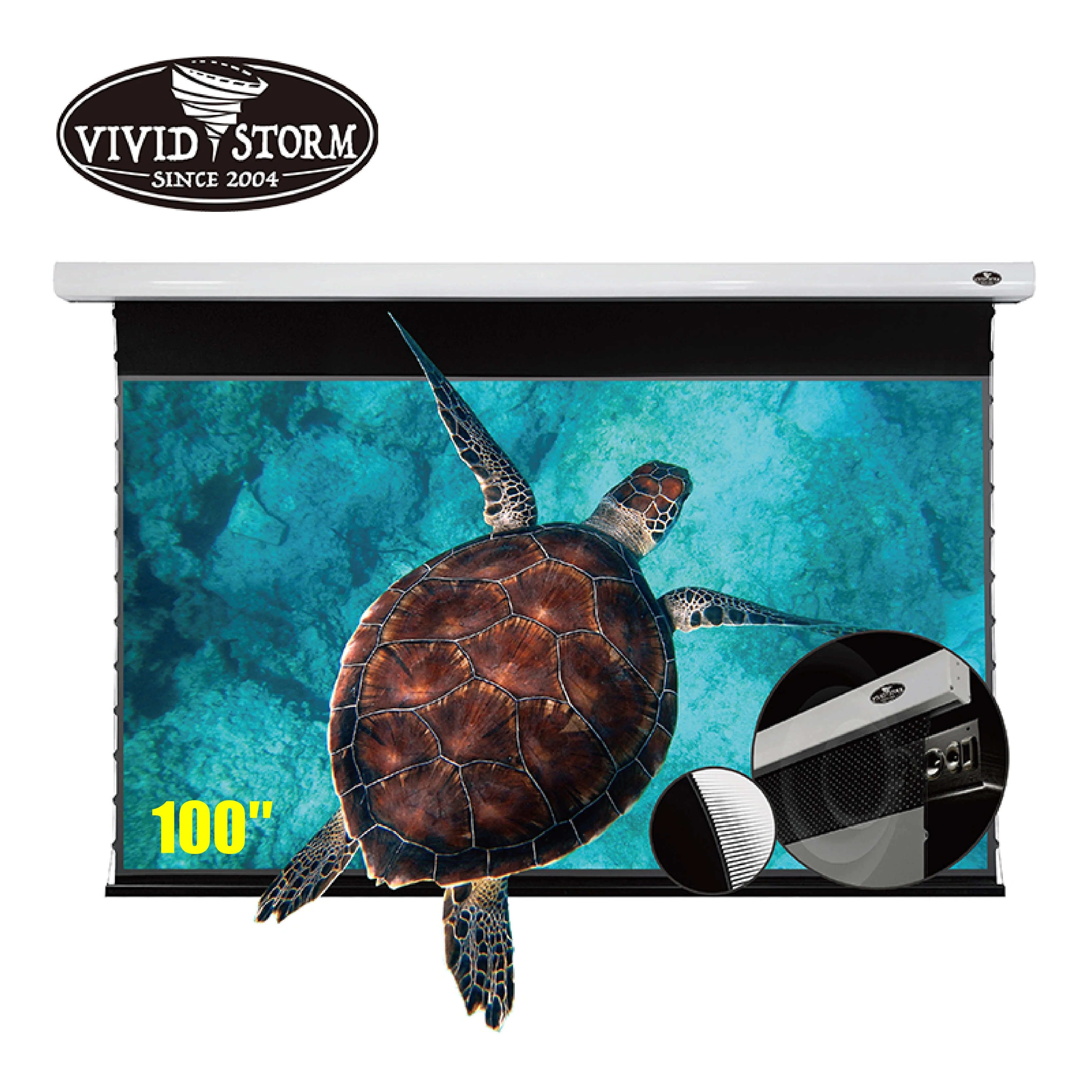 Vividstorm 100 Pollici Pro P Slimline Motorizzato Presentazione Dell'Ufficio Proiettore Wireless Trigger Perforato Acusticamente Trasparente