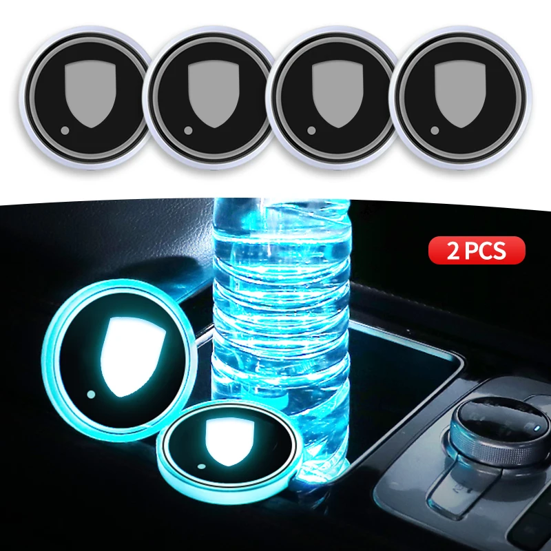 2Pcs Car Logo Cup Lights Luminouscoaster Per Panamera Cayenne Macan 911 718 Boxster Taycan Cayman Carrera Gt Accessori Auto