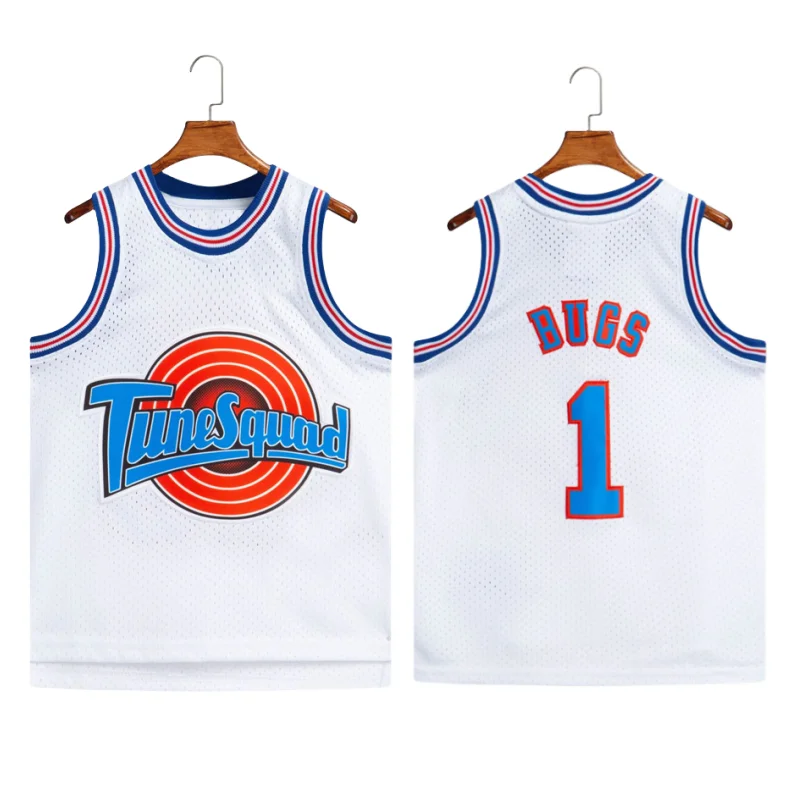 Space Jam Jersey Kids Lola Tweety Taz Movie Tune Squad Bugs Basket Top Sport Cucito Bambino Camicia Bianca All'Aperto