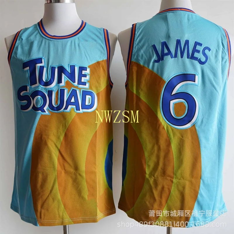 Costume Cosplay Space Jam James 6 # Movie Tune Squad Basket Ricamo Jersey Set Sport Air Slam Dunk Manica Camicia Uniforme