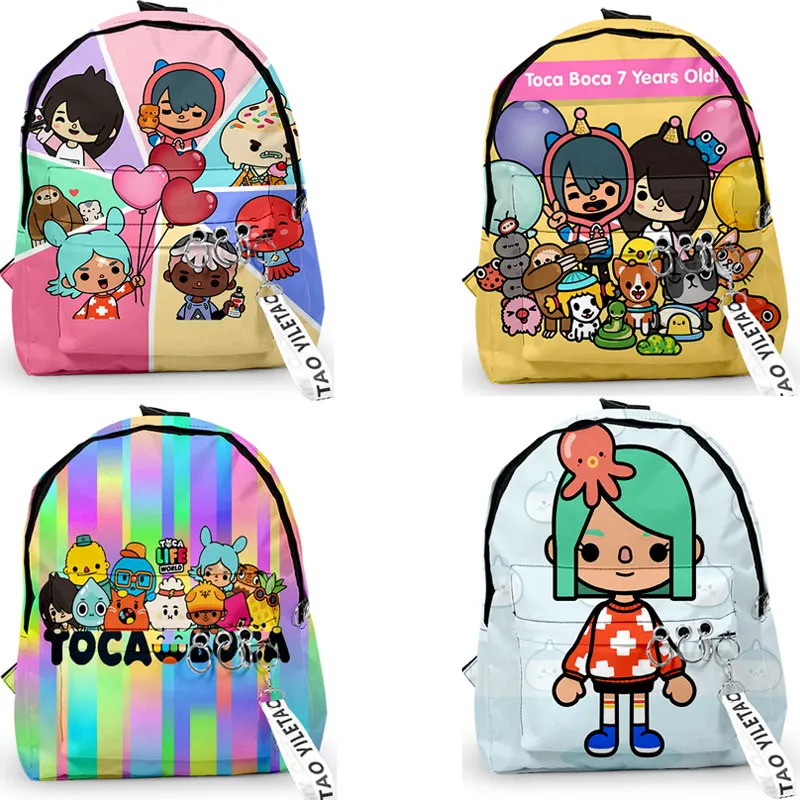 Stampa 3D Toca Boca Zaini Toca Life World Game School Bags For Teenager Girls Anime Bookbag Portachiavi Travel Mochila Women Bag