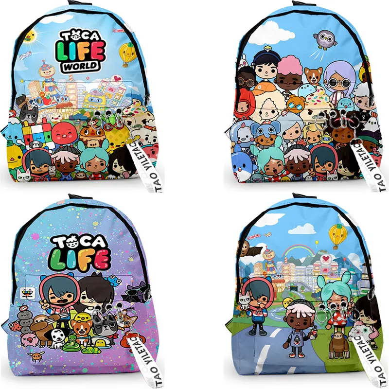 Stampa 3D Toca Boca Zaini Toca Life World Game School Bags For Teenager Girls Anime Bookbag Portachiavi Travel Mochila Women Bag
