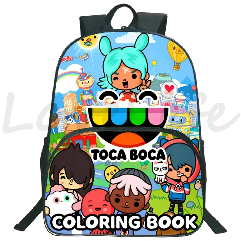 Toca Life World Zaino Cartoon Anime School Bags Ragazze Ragazzi Toca Boca Life World Bags Kids Bookbag Zaino Da Viaggio Mochila