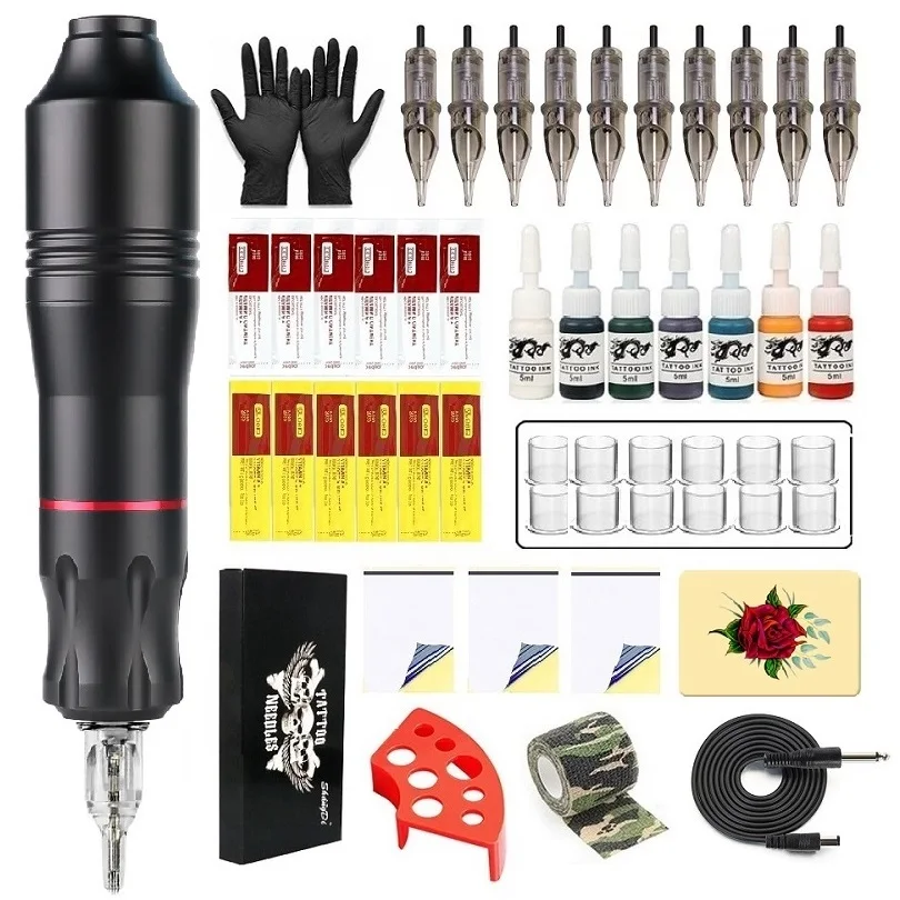 Per Kit Di Macchinette Per Tatuaggi Per Principianti Set Completo Di Penne Per Tatuaggi Rotanti Con Cartucce Per Tatuaggi Da 10 Pezzi Set Di Tatuaggi 