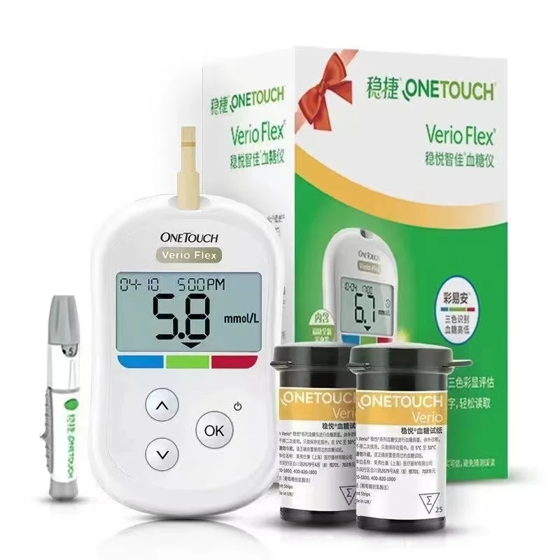 Onetouch Verio Misuratore Di Glucosio Nel Sangue Carta Reattiva Rilevamento Intelligente Della Glicemia Regalo Ago Per Prelievo Di Sangue Verio Flex