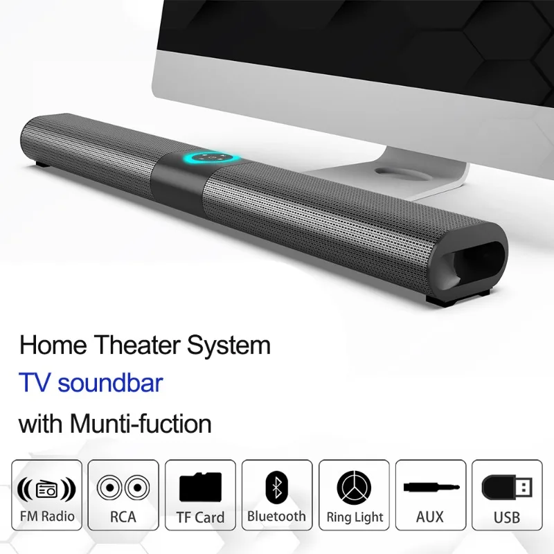 Home Theater Tv Sound Bar 360 ° Surround Stereo Wireless Bluetooth Soundbar Echo Wall Radio Fm Rgb Light Sound System Soundbox