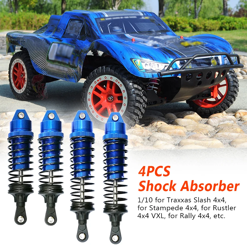 Ammortizzatore Ammortizzatore Anteriore In Alluminio 4Wd Anteriore 4 Pezzi 1/10 Per Traxxas Slash 4X4 Stampede 4X4 Fruscio 4X4 Vxl Rally 4