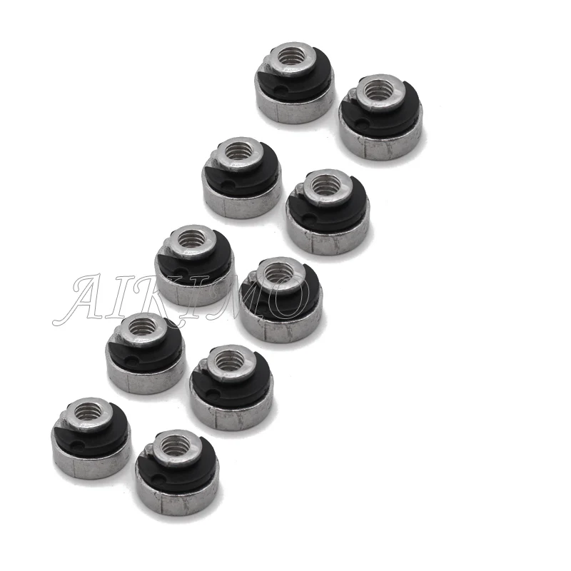 10Pcs Motorcycle Rear Fender Seat Silver Nut Kit For Sportster Street Bob Softail 1996-17 Mount Nut Bolt Easy Grip Quick Release