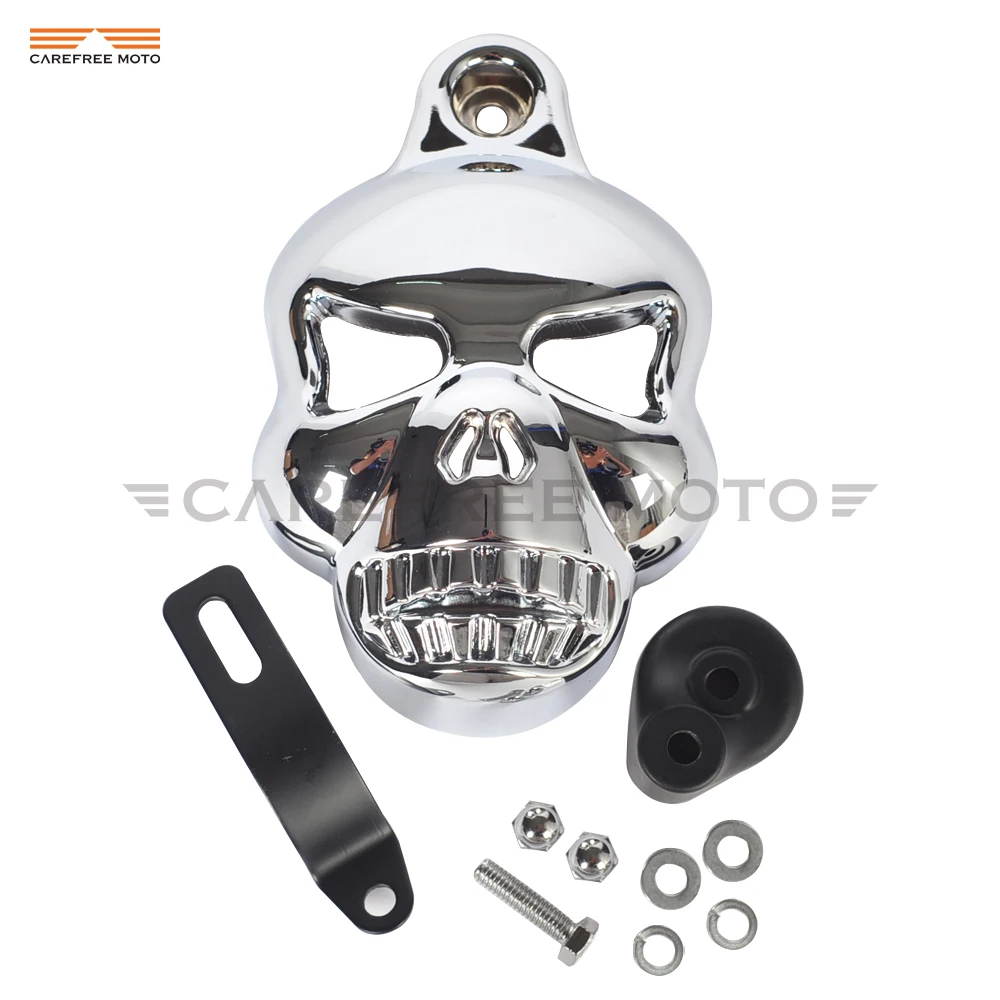 Accessori Moto Skull Horn Cover Cowbell Case Per Harley Davidson Dyna Glide Fat Bob Street Bob 1992-2013