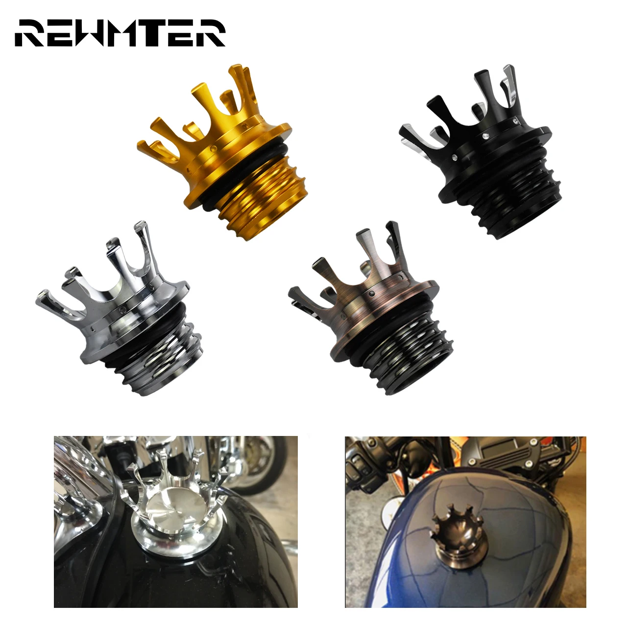 Moto King Crown Style Oil Fuel Tank Cap Tappo Del Gas Per Harley Sportster Touring Road King Dyna Street Bob Softail Breakout