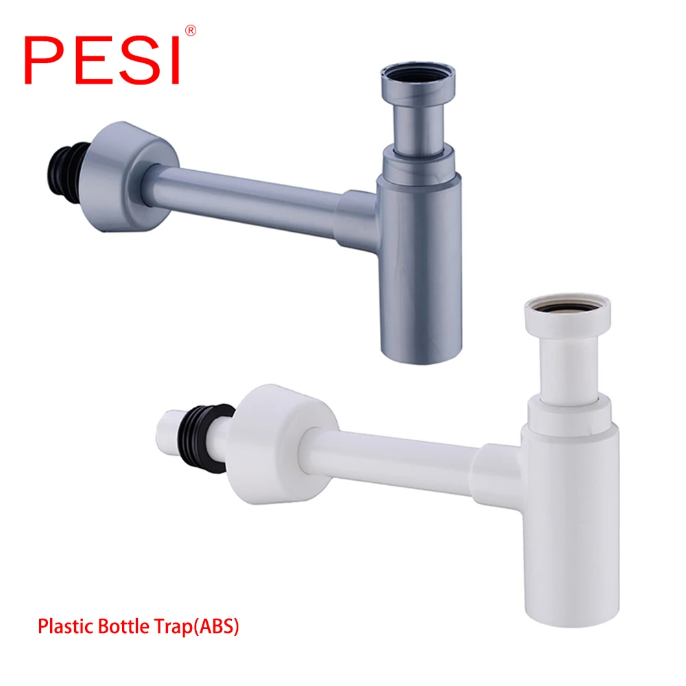 Sifone Per Lavabo In Plastica Rotondo Per Lavabo Da Bagno Sifone Scarichi Con Scarico Pop-Up Bianco P-Trap Rifiuti Di Tubi.