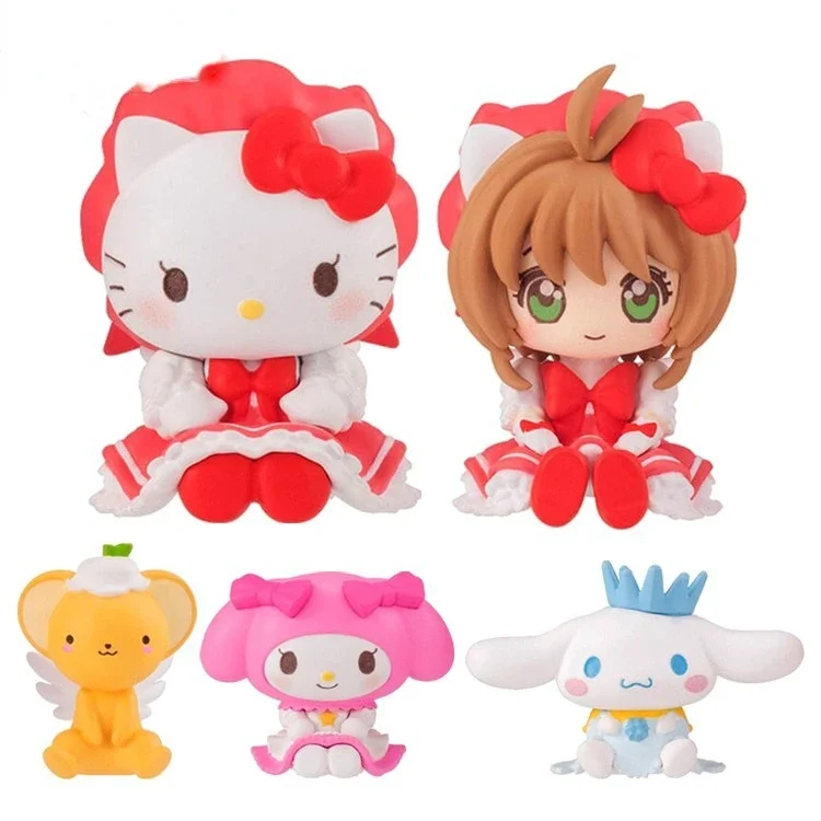 Sanrio Kitty Anime Figure Gashapon Cinnamoroll Kinomoto Sakura Cinnamoroll Ornamenti Kawaii Doll Periferiche Giocattoli Regali
