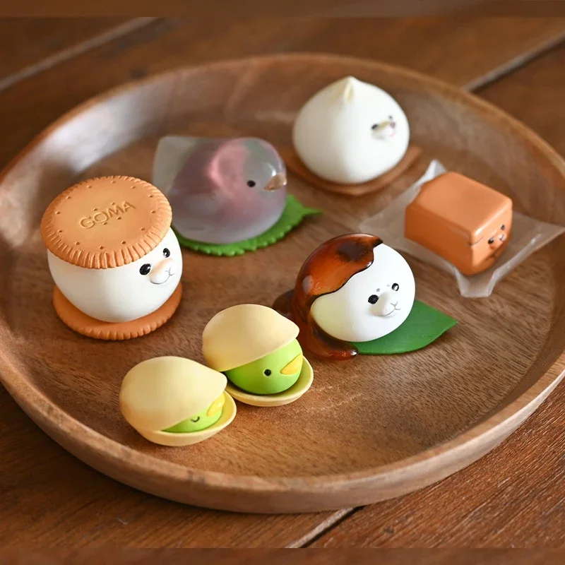 Staso Gashapon Cute Animal Food Mimicry Bun Seal Birds Doll Ornament Gacahpon Capsule Toy