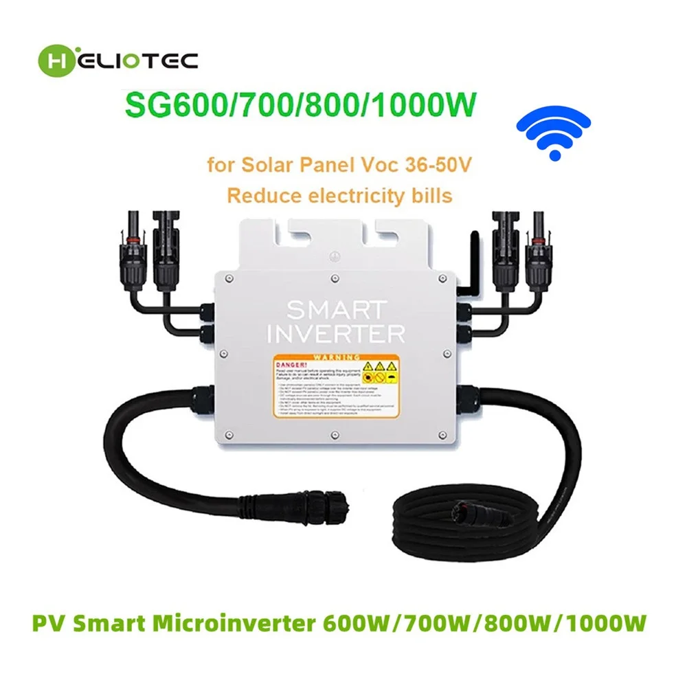 Heliotec 600W 700W 800W 1000W Grid Tie Mppt Solar Pv Smart Microinverter Con Funzione Wifi