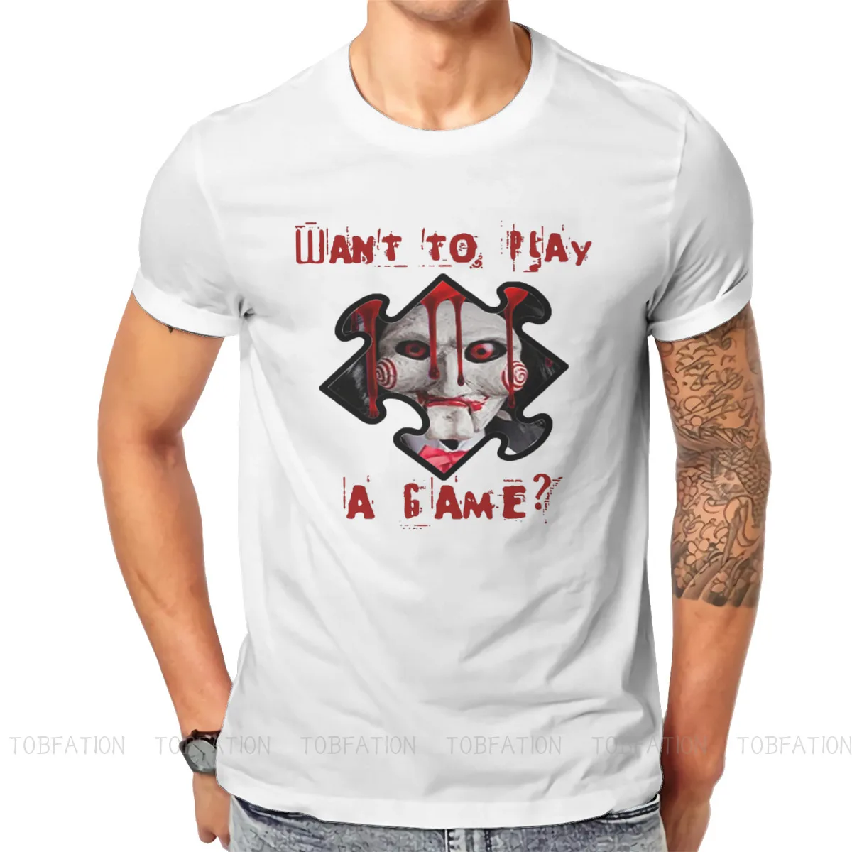 Jig Saw Billy The Puppet Saw Horror Film T Shirt Vintage Grunge Oversize Girocollo Tshirt Top Sell Harajuku Abbigliamento Uomo