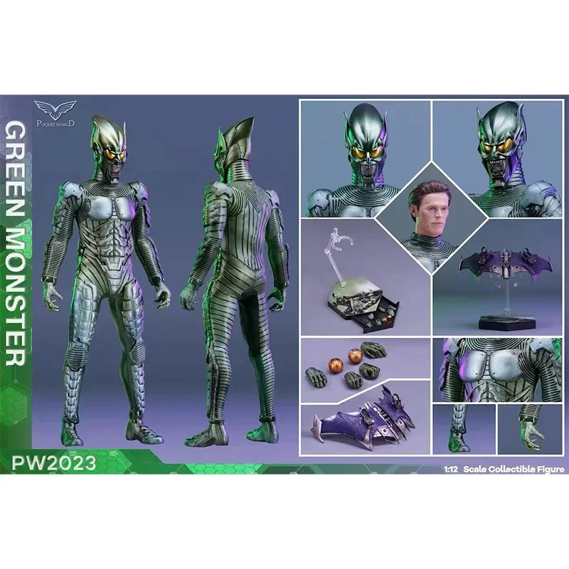 100% In Magazzino Original Pocket World Pwtoys Pw2023 Green Monster Green Goblin 1/12 16Cm Anime Action Figures Toys Model Collector