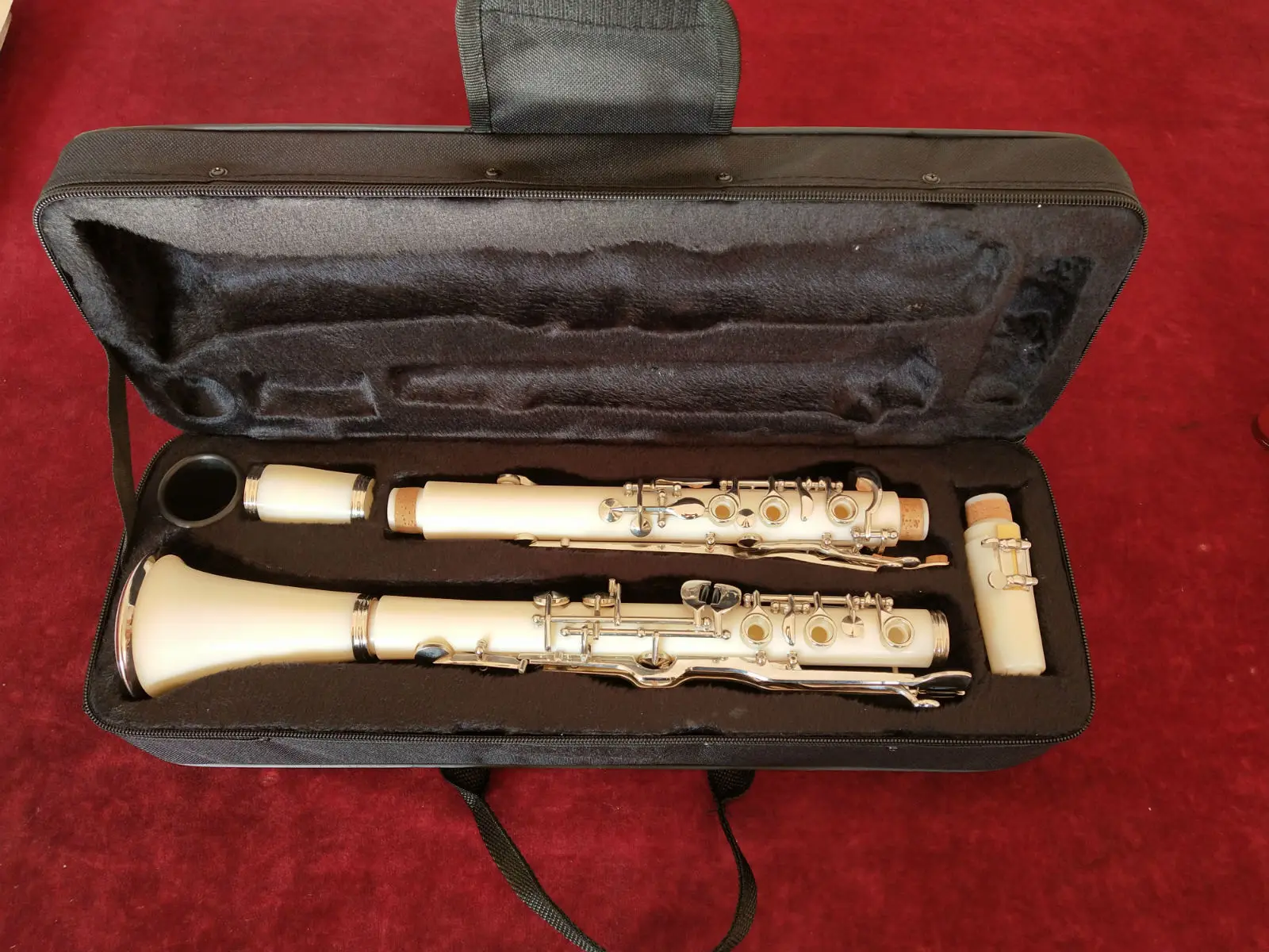 Eccellente Clarinetto Con Chiave G Con Custodia Clarinetto Nichelato In Bachelite Bianca