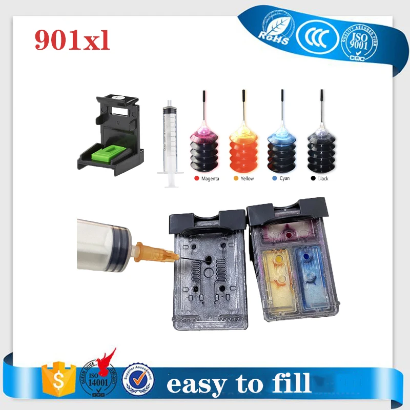 Vilaxh 901 Xl Kit Di Ricarica Di Inchiostro Di Ricambio Per Hp 901 Hp 901Xl Cartuccia Di Inchiostro Officejet 4500 J4500 J4540 J4550 J4580 J4640 J4680