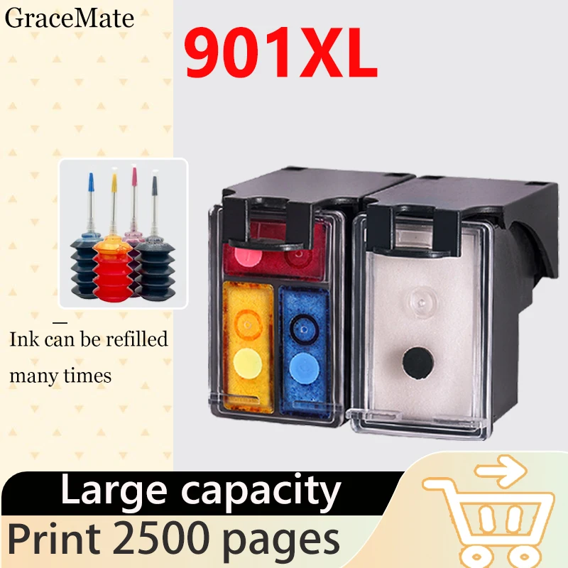 Sostituzione Del Kit Di Inchiostro Di Ricarica Gracemate 901Xl Per Cartuccia Di Inchiostro Hp 901 Hp 901 Per Officejet 4500 J4500 J4540 J4550 J4580 J4